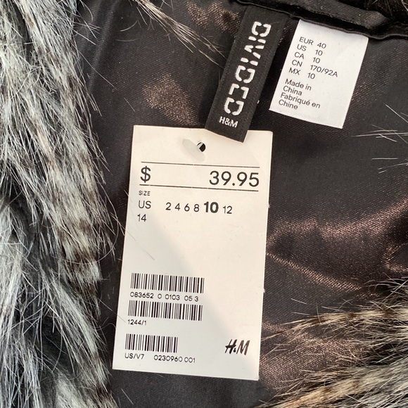 NWT H&M Black & White Faux Fur Vest - Picture 4 of 4